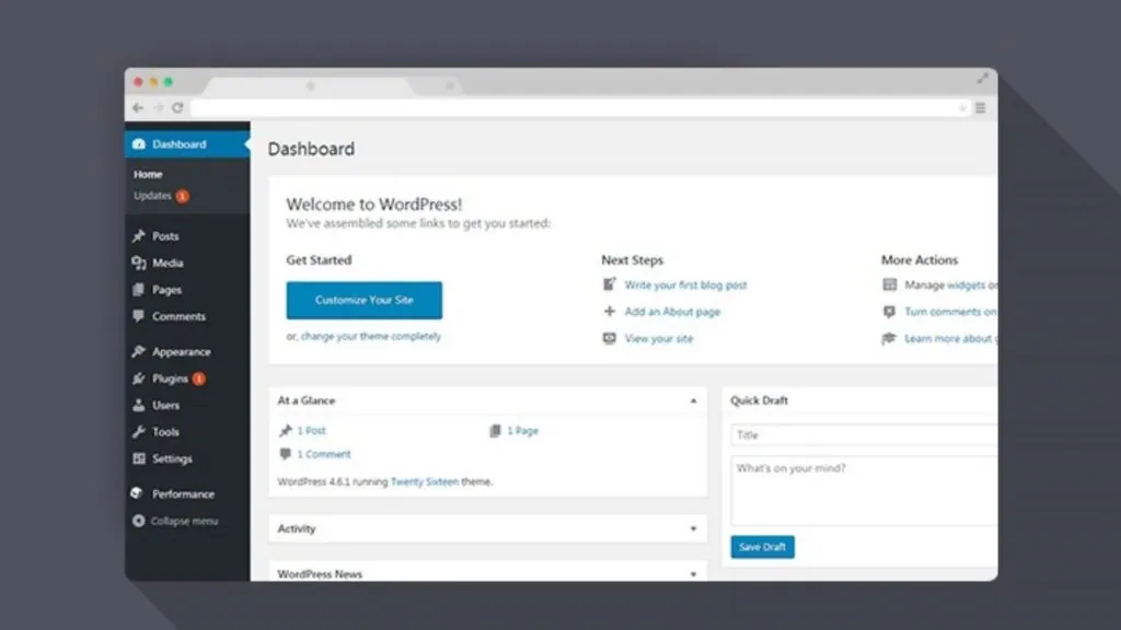 WordPress Pannello