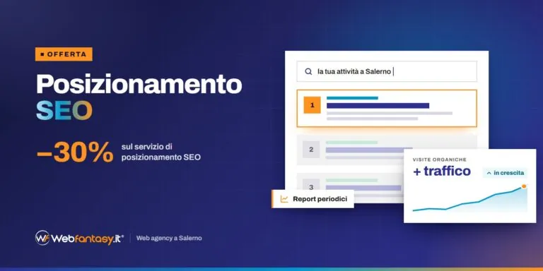 Offerta posizionamento SEO sui motori di ricerca con sconto del 30%